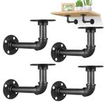 YAUNGEL 4Pcs Shelf Brackets, 6.69inch/17cm Floating Shelf Bracket, Heavy Duty Scaffold Board Shelf Brackets for Wall Mounted Shelve Support Brackets with Screws, Black