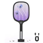 CostarMatter Mosquito Racket with UV Light Lamp, 2 Modes Mosquito Bat USB Rechargeable, Bug Zapper Electric Fly Swatter w/Long Lasting Lithium-ion Battery, 6 Months Warranty (Black)