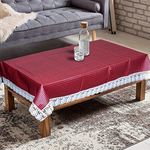 Kuber Industries Small Check Print Exclusive Table Cloth|PVC 4 Seater Center Table cover|Table Sheet for dining, Party, Events|Waterproof Protector|Indoor and Outdoor Use 60x40 (Red)