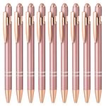 Aozora 9 Pack Ballpoint Pens Smooth Writing 2-in-1 Stylus Retractable Ballpoint Pen with Stylus tip, Office Decor Metal Stylus Pen for Touch Screens, 1.0 mm Black Ink (Rose Gold)