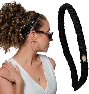 Curlfriend Collective Onyx Comfort Curve Silk Headband – Luxe 100% Mulberry Silk, No-Slip Wide Headband for Women – Gentle, Headache-Free Fit for Curly, Coily & Textured Hair – Chic Fashion Accessory
