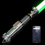 CUSTOM SABER Sensitive RGBX Smooth Swing Light Saber, 12 Sound Fonts, Motion Control Infinite Color Changing Light Saber, Aluminium Alloy Hilt Light Saber, Support Real Heavy Dueling Luke V2 Saber