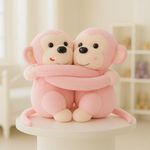 Babique Monkey's Cuddly Couple Soft Toys Plush Stuffed Teddy Bear for Kids Birthday Gift (Pink)