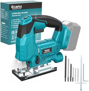 Ecarke Jig Saw Compatible With Makita 18V Battery, Cordless Jigsaw Tool Brushless Motor With 6 Variable Speeds, 4 Orbital Sets, ±45° Bevel Cuts, LED Light and 6PCS Blades For Cutting (Without Battery)