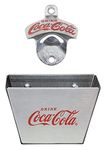 Tablecraft Coca-cola Wall Mount Bottle Opener & Coca-cola Bottle Cap Catcher Set