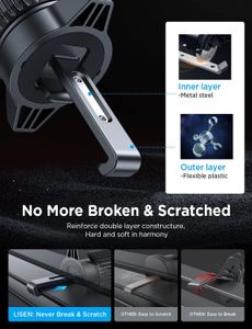 LISEN Car Phone Holder – 360° Rotating Air Vent Mount, Ultra Stable, Fits 4-7" Smartphones