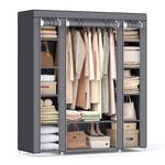 SONGMICS Closet Wardrobe, Portable Closet for Bedroom, Clothes Rail with Non-Woven Fabric Cover, Clothes Storage Organizer, 17.7 x 59.1 x 68.9 Inches, 12 Compartments, Gray ULSF03G