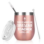 Livole Teacher Christmas Gifts from Students, Best Teacher Gifts for Women, Female, Thank You Gift for Teachesr, This is What an Awesome Teacher Looks Like, 12OZ 350ml Insulated Travel Coffee Mug