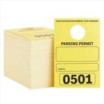 500 Pack Parking Permit Hang Tags, Parking Passes Numbered 501-1000 for Car Mirrors, Events (Yellow)