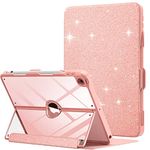 MoKo Case for iPad 9th Generation with Pencil Holder, iPad 8th/7th Gen Case 10.2-inch, Built-in Screen Protector Clear Back, Multi Angle Viewing Stand, Auto Wake/Sleep, Glitter Light Pink