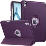 MoKo for iPad Air 11 Inch Case (M2) 2024, iPad Air 6th Generation Case/iPad Air 5th/4th Gen 2022/2020 with Pencil Holder, Smart Trifold Protective iPad Case, Hollow Logo/Auto Wake/Sleep, Dark Purple