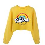 G-Amber Girls Long Sleeve Sweatshirts Kids Crop Print Funny Letters Fashion Pullover Tops Yellow Rainbow