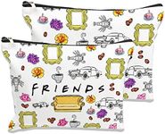 Funny Makeup Cosmetic Bags Friends Tv Show Merchandise Cotton Zipper Pouch Travel Bag Toiletry Make-Up Case for Friends Fans Women Stoner Friend Bestie Birthday Gifts, 2 Piece Friend, 10*7.5 Inch