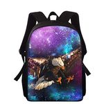 chaqlin School Bags Galaxy Eagle Pattern Backpack for Boys Girls Fashion Bookbags 15 inch Durable Kids Children Casual Daypack Knapsack