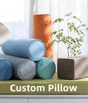 SINCERE Custom Made Bolster Pillow, Round Throw Pillow, Cut to Size Cervical Roll Cylinder Body Pillow, Sleep Spine and Neck Support, 3 Custom Fabric for Indoor Outdoor Use, Removable Cover