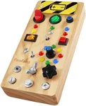 TenFans Wooden Montessori Busy Board with LED Light Switch and Screwdriver Tools - Sensory Toy for Toddlers 1+ Year Old Boys - Travel Activity and Educational Learning Toy Improves Fine Motor Skills