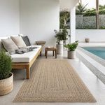 the carpet Kansas - robust indoor and outdoor carpet in natural jute look, weatherproof, suitable for patio and garden, approx. 60 x 180 cm
