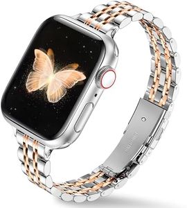 Ocaer Compatible with Apple Watch Strap 49mm 46mm 45mm 44mm 42mm, Metal Slim Band for Apple Watch Ultra 2/1 Series 10 9 8 7 6 5 4 3 2 1 SE, Stainless Steel iWatch Bracelet for Women (Silver&Rose Gold)