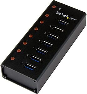 StarTech.com 7 Port USB 3.0 Hub (5 Gbps) - Metal Enclosure - Desktop or Wall Mountable - Rugged & industrial Powered USB Expander and Splitter Hub (ST7300U3M)