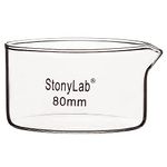 stonylab Crystallizing Dish with Spout and Heavy-Duty Rim, Borosilicate Glass Reusable Crystallizing Dishes for Crystallization and Evaporation, 100ml Capacity OD 80mm