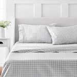 MARTHA STEWART 100% Cotton King Sheets Set - 4 Piece, Soft, Smooth, Durable, Easy Care, 16" Deep Pocket Sheets, Bedding Sheets, Sateen Sheets, 1 Flat, 1 Fitted, 2 Pillowcases, Light Grey