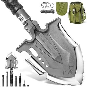 ANNIHILATE Tactical Shovel Camping(F-A3),6 Shifts with One Button Military Multifunctional Shovel,Folding Survival Shovel Multitool(24.4 Inch)