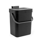 Small Odorless Trash Can, Garbage Can with lid, 3L/0.8Gal Hanging Waste Basket for Kitchen/Bathroom/Dorm, Plastic Compost Bucket for Food Scraps - Includes Adhesive Pad & Hook (Black)