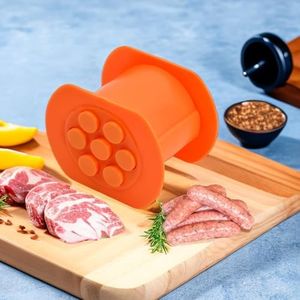 NIWWIN Cevapcici Press Maker,Manual Sausage Machine, Food Meat Grinder Sausage Filler, Hot-Dog Maker Mold BBQ Grill Accessories,7 Sausages in One Squeezed(Orange)