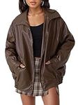 AUTOMET Women's Oversized Jackets, Leather Faux Motorcycle Plus Size Moto Biker Coat Fall Outfits Fashion Clothes 2024