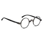 BLUELESS Vintage Round Eyeglasses Professor Readers (Grey Stripe）