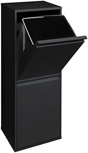 ARREGUI Basic CR206-B Poubelle de Recyclage Cuisine 2 Bacs | 2 x 17 L (34 L) | Poubelle de Tri Sélectif 2 Rangements | Meuble Poubelle en Acier avec 2 Seaux | Sac Poubelle | noir