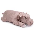 Frankiezhou Home Hippo Plush Toy - Realistic Sleeping Hippo Stuffed Animals 17in, Soft Wild Animals Hippopotamus Pillow Stuffed Toys, Unique Plushie Toys Model Dolls Collection for Kids