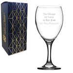 Personalised Engraved Imperial Wine Glass, Personalise with Any Message for Any Occasion, Stylize with a Variety of Fonts, Laser Engraved, Gift Box Included