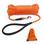 lynxking Check Cord Dog Leash Long Lead Training Tracking Line Comfortable Handle Heavy Duty Puppy Rope 10ft 15ft 30ft 50ft for Small Medium Large Dog (Orange, 3/8 inch * 30foot)