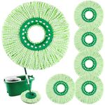 6 Pack Spin Mop Replacement Heads for Libman Tornado Spin Mop, Reusable & Washable Microfiber Round Spin Mop Refills for Libman Tornado Spinning Mops System, Green