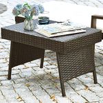 Golflame Wicker Table Patio Outdoor Poolside Garden Lawn Bistro Foldable Portable Leisure Standing Coffee Side Table Espresso Brown