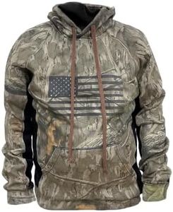 TrailCrest by Treel Men's Mossy Oak Hoodie Sweatshirt - Comfortable Stylish Jacket for Outdoor Activities, Hunting and Casual Wear, Country Roots Camo & Black, XL