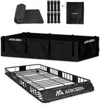 ARKSEN 84 x 39 x 6 Inch Universal 150LB Heavy Duty Roof Rack Cargo with 500D PVC Waterproof Cargo Bag, Top Luggage Holder Carrier Basket for SUV, Truck, & Car Steel Construction