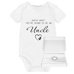 Uncle Baby Announcement Ideas Onesie Gift Surprise Pregnancy Reveal Coming Soon Due 2024 Vest Personalised Babygrow (GUESS WHAT UNCLE WITH BOX, 0 Months First Size)