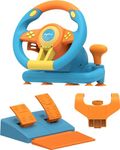 PXN V3 Racing Steering Wheel and Pedals - 180° With Paddle Shifters, Vibration Feedback for PS4, Xbox One, PC, Xbox Series X|S, PS3, Switch - Cyan