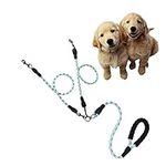 Dual Dog Leash,Comfortable Double Dog Leash with Reflective,360 Swivel No Tangle 2 Dog Training Leash,for Large Medium Small Dogs (Blue, Double Leashes)