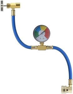 BFXM R134A Refrigerant Charge Hose, AC Recharge Hose with Gauge AC Refrigerant Charge Hose Kit with 1/2” Can Tap Dispensing Valve and R134A Quick Coupler for Car AC Air Conditioning Refrigerant