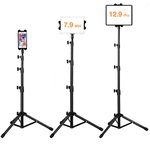 Ipad Floor Stand, Height Adjustable iPad Tripod Stand & Tablet Holder Stand with 360° Rotating iPad Tripod Mount for iPhone iPad Mini, iPad Air, iPad Pro and all 5.5-12.9” device