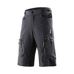 ARSUXEO Men's Cycling Shorts Loose Fit Mountain Bike Shorts Water Resistant Outdoor Sports Bottom with 7 Pockets 1202 Gray M