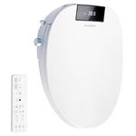 WLJBIDET Bidet Toilet Seat with Remote Control, Electronic Heated Bidet Seat with Adjustable Warm Water and Pressure, Warm Air Drying, Display Screen, Night Light, Slow Closed Toilet Lid, Elongated