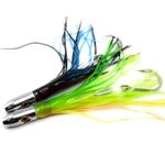 Capt Jay Fishing Trolling Fishing Lures Offshore Inshore Game Fishing Jet Head Octopus Skirts trolling Lure mahimahi Fishing trolling Lure 5 inch 6 inch (mahi Green & Blue, 6inch)