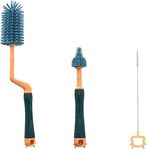 SYGA 3 Pcs Silicone Baby Bottle Brush Set, 360� Rotating Long Handle Water Bottle Cleaner Brush, Teat & Straw Brush Cleaning Cup Brush for Baby Bottles Plastic Bottles Glass Bottles Straws - Blue