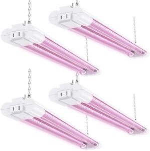 Sunco 2ft Grow Light LED, 20W, Full Spectrum, for Seed Starting, Seedling, Indoor Plants, Plug in Suspended Fixture, Link Up to 8, Inline Switch, ETL 4 Pack