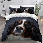Dog Bedding Set King Size Bernese Mountain Dog 3D Printed Adults Teenager Girls Boys Kingsize Duvet Cover Sets King Size Bedding with Pillowcase Fluffy Breathable Anti-Allergic Bedding