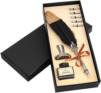 BELLE VOUS Ensemble de 8 Stylos de Calligraphie avec Support, Bouteille d’Encre & Pointes - Stylo Plume à Tremper - Encre Noire, 5 Pointes Assorties & Support - Idéal pour Débutants & Adultes
